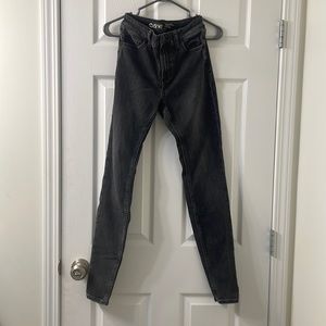 Black high waisted straight leg jeans
